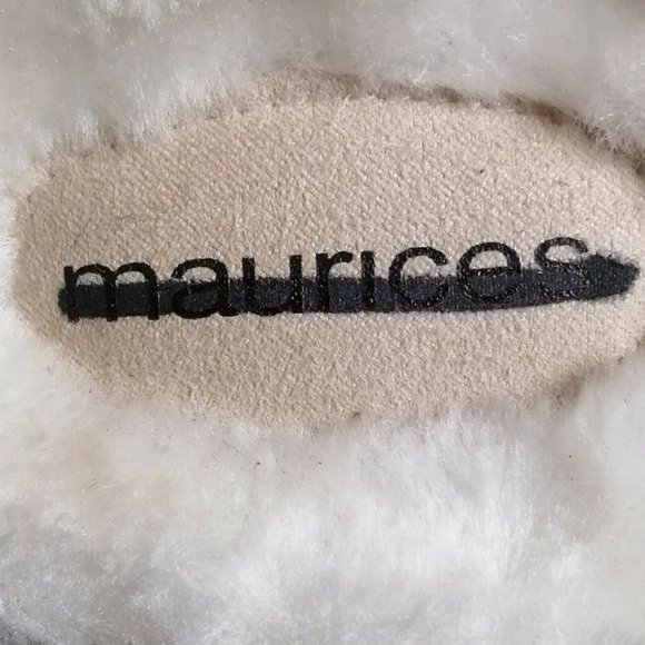 Maurices Womens Wedge Heel Slide Slipper Faux Fur Cushioned Beige White No Size - Picture 8 of 8